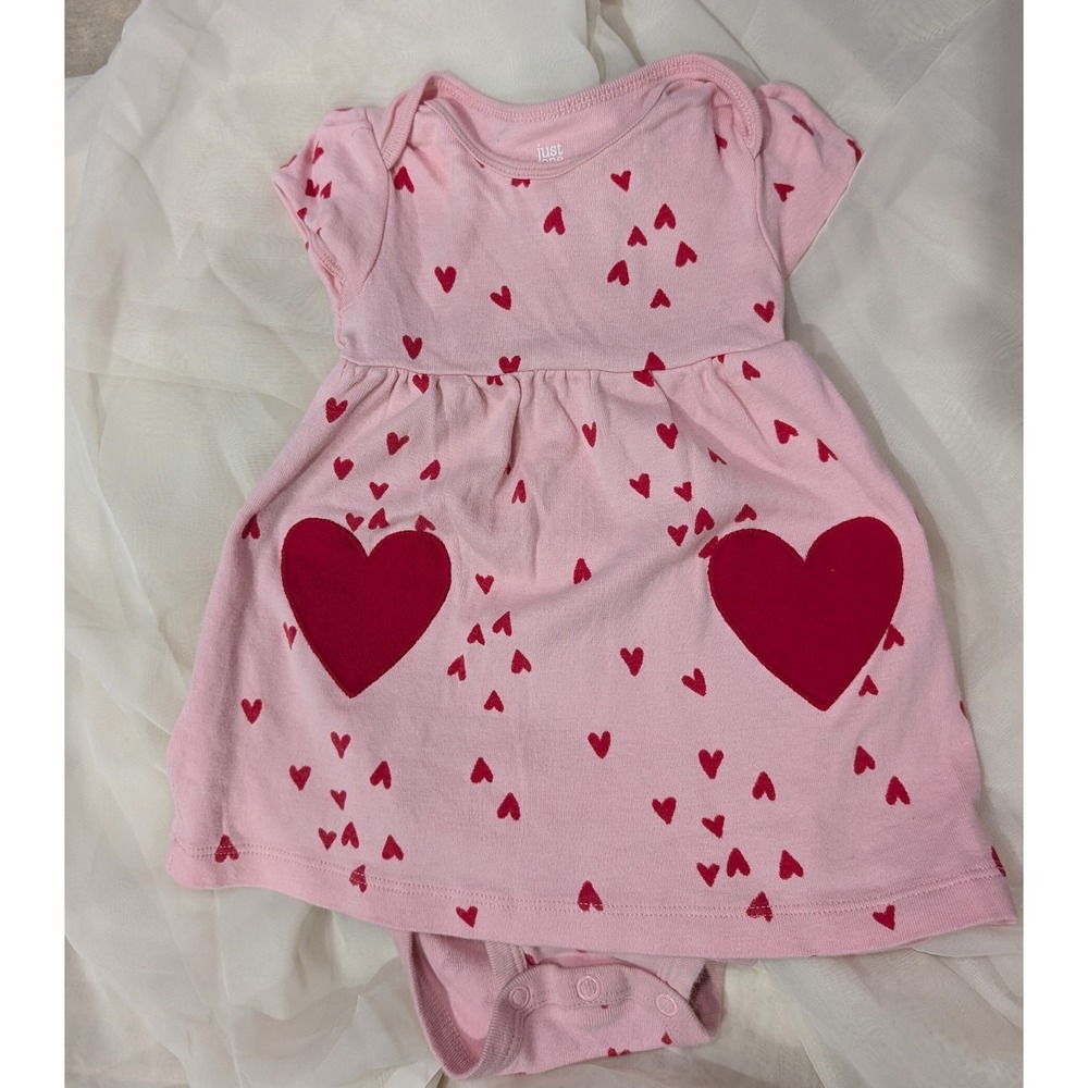 Just One You Carter's Baby Girl‎ Pink Heart Bodysuit Dress 12 Months